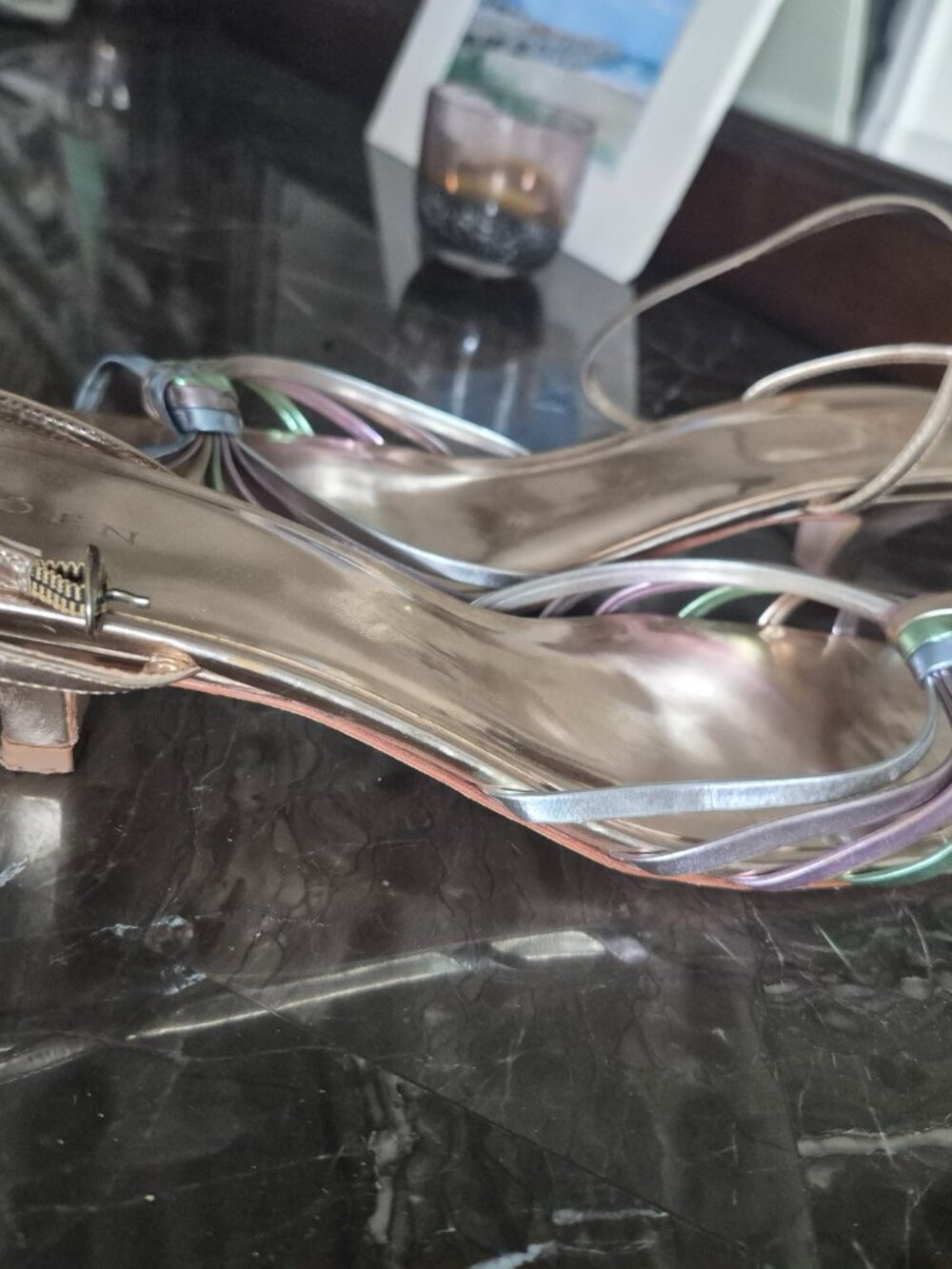 Doen Hepburn metalic multi colored heels hard to find - Picture 2 of 6
